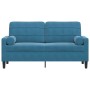 Zweiplätziges Sofa mit blauen Samtkissen, 140 cm. von , Sofas - Ref: Foro24-3278228, Preis: 299,10 €, Rabatt: %