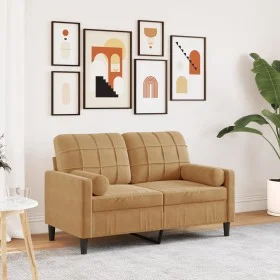 Zweiplätziges Sofa mit braunen Samtkissen, 120 cm. von , Sofas - Ref: Foro24-3278216, Preis: 249,14 €, Rabatt: %