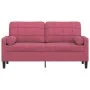 2-seater sofa with red velvet cushions 140 cm by , Sofas - Ref: Foro24-3278223, Price: 211,65 €, Discount: %