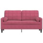 Sofá de 2 plazas con cojines terciopelo rojo tinto 140 cm de , Sofás - Ref: Foro24-3278223, Precio: 214,81 €, Descuento: %