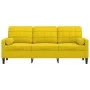 3-seater sofa with yellow velvet cushions, 180 cm by , Sofas - Ref: Foro24-3278235, Price: 320,78 €, Discount: %