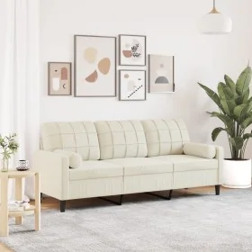 Dreisitzer-Sofa mit cremefarbenen Samtkissen, 180 cm. von , Sofas - Ref: Foro24-3278237, Preis: 333,66 €, Rabatt: %