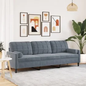 3-seater sofa with dark gray velvet cushions, 210 cm by , Sofas - Ref: Foro24-3278240, Price: 287,07 €, Discount: %