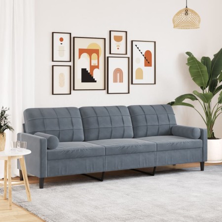 3-seater sofa with dark gray velvet cushions, 210 cm by , Sofas - Ref: Foro24-3278240, Price: 285,04 €, Discount: %