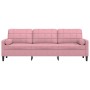3-seater sofa with pink velvet cushions 210 cm by , Sofas - Ref: Foro24-3278242, Price: 359,94 €, Discount: %