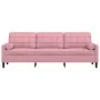 3-seater sofa with pink velvet cushions 210 cm by , Sofas - Ref: Foro24-3278242, Price: 354,11 €, Discount: %