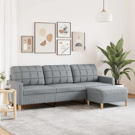 3-seater sofa with light gray fabric ottoman 210 cm by , Sofas - Ref: Foro24-3278249, Price: 327,04 €, Discount: %