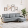 Dreisitzer-Sofa mit Hocker aus hellgrauem Stoff, 210 cm. von , Sofas - Ref: Foro24-3278249, Preis: 331,79 €, Rabatt: %
