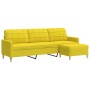 Dreisitzer-Sofa mit Hocker aus hellem gelbem Stoff, 210 cm. von , Sofas - Ref: Foro24-3278254, Preis: 355,24 €, Rabatt: %