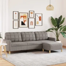 3-seater sofa with taupe grey fabric footstool, 210 cm by , Sofas - Ref: Foro24-3278256, Price: 369,51 €, Discount: %