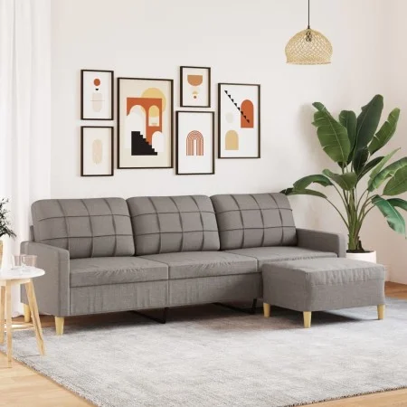 3-seater sofa with taupe grey fabric footstool, 210 cm by , Sofas - Ref: Foro24-3278256, Price: 369,51 €, Discount: %