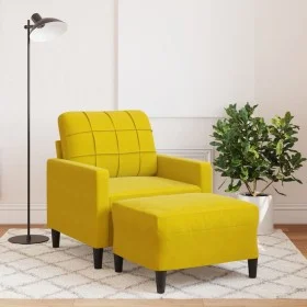 Sessel mit Hocker aus gelbem Samt, 60 cm. von , Sofas - Ref: Foro24-3278263, Preis: 191,40 €, Rabatt: %