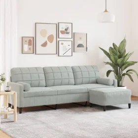 3-seater sofa with light gray velvet ottoman 210 cm by , Sofas - Ref: Foro24-3278277, Price: 324,50 €, Discount: %