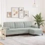 3-seater sofa with light gray velvet ottoman 210 cm by , Sofas - Ref: Foro24-3278277, Price: 324,50 €, Discount: %