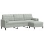 Dreisitzer-Sofa mit Hocker aus hellgrauem Samt, 210 cm. von , Sofas - Ref: Foro24-3278277, Preis: 329,50 €, Rabatt: %