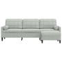 Dreisitzer-Sofa mit Hocker aus hellgrauem Samt, 210 cm. von , Sofas - Ref: Foro24-3278277, Preis: 329,50 €, Rabatt: %