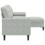 Dreisitzer-Sofa mit Hocker aus hellgrauem Samt, 210 cm. von , Sofas - Ref: Foro24-3278277, Preis: 329,50 €, Rabatt: %
