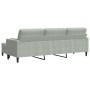 Dreisitzer-Sofa mit Hocker aus hellgrauem Samt, 210 cm. von , Sofas - Ref: Foro24-3278277, Preis: 329,50 €, Rabatt: %