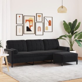 Dreisitzer-Sofa mit schwarzem Samt-Hocker, 210 cm. von , Sofas - Ref: Foro24-3278282, Preis: 341,11 €, Rabatt: %