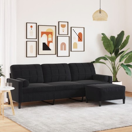 Dreisitzer-Sofa mit schwarzem Samt-Hocker, 210 cm. von , Sofas - Ref: Foro24-3278282, Preis: 341,11 €, Rabatt: %