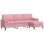 3-seater sofa with pink velvet ottoman 210 cm by , Sofas - Ref: Foro24-3278280, Price: 381,98 €, Discount: %