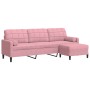 Sofá de 3 plazas con taburete de terciopelo rosa 210 cm de , Sofás - Ref: Foro24-3278280, Precio: 388,80 €