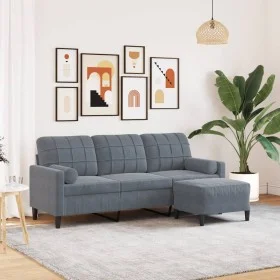 Dreisitzer-Sofa mit dunkelgrauem Samt-Hocker, 180 cm. von , Sofas - Ref: Foro24-3278268, Preis: 296,83 €, Rabatt: %