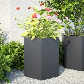 Hexagonal planters 2 units anthracite steel 46x40x45 cm by , Pots and planters - Ref: Foro24-851113, Price: 81,95 €, Discount: %