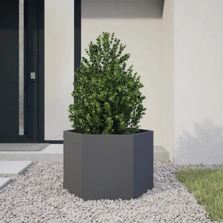 Sechseckiger Pflanzkübel aus anthrazitgrauem Stahl, 69x60x45 cm. von , Töpfe und Pflanzgefäße - Ref: Foro24-851124, Preis: 63...