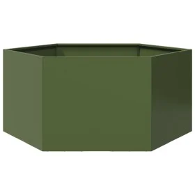 Sechseckiges Blumenbeet aus olivgrünem Stahl, 104x90x45 cm. von , Töpfe und Pflanzgefäße - Ref: Foro24-851132, Preis: 68,86 €...