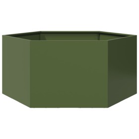 Sechseckiges Blumenbeet aus olivgrünem Stahl, 104x90x45 cm. von , Töpfe und Pflanzgefäße - Ref: Foro24-851132, Preis: 70,87 €...