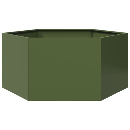 Hexagonal olive green steel planter 104x90x45 cm by , Pots and planters - Ref: Foro24-851132, Price: 70,87 €, Discount: %