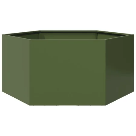 Sechseckiges Blumenbeet aus olivgrünem Stahl, 104x90x45 cm. von , Töpfe und Pflanzgefäße - Ref: Foro24-851132, Preis: 68,86 €...