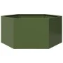 Sechseckiges Blumenbeet aus olivgrünem Stahl, 104x90x45 cm. von , Töpfe und Pflanzgefäße - Ref: Foro24-851132, Preis: 68,86 €...