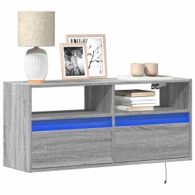 TV-Wandmöbel mit LED-Lichtern in Sonoma-Grau 100x31x45 cm von , TV-Möbel - Ref: Foro24-852339, Preis: 73,82 €, Rabatt: %