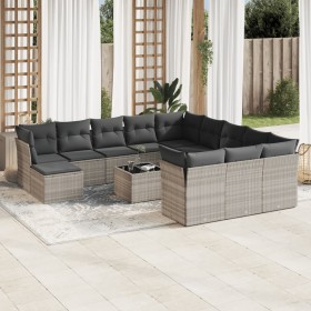 Set of garden sofas with 13 pieces of gray synthetic rattan cushions by , Garden sets - Ref: Foro24-3218642, Price: 908,37 €,...