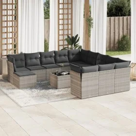 Set of garden sofas with 13 pieces of gray synthetic rattan cushions by , Garden sets - Ref: Foro24-3218642, Price: 910,88 €,...