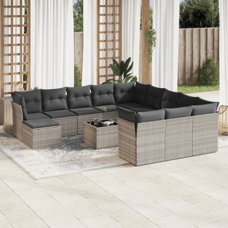 Gartensofagarnitur mit 13-teiligen Kissen aus grauem Kunststoff-Rattan. von , Gartensets - Ref: Foro24-3218642, Preis: 908,37...