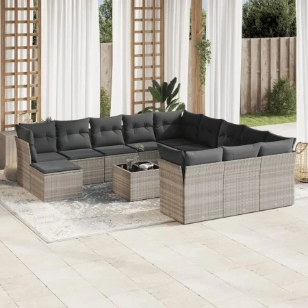 Set sofás de jardín con cojines 13 piezas ratán sintético gris de , Conjuntos de jardín - Ref: Foro24-3218642, Precio: 909,48...