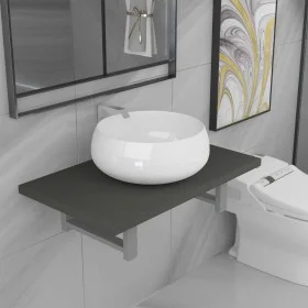 Set of 2-piece gray ceramic bathroom furniture by , Bathroom furniture - Ref: Foro24-279334, Price: 90,21 €, Discount: %