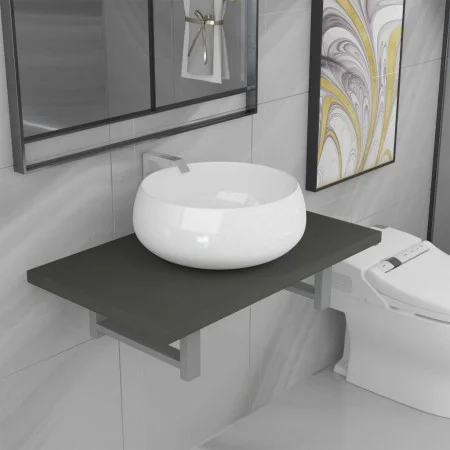 Set of 2-piece gray ceramic bathroom furniture by , Bathroom furniture - Ref: Foro24-279334, Price: 90,21 €, Discount: %