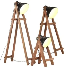 Lámpara de pie 3 pzas madera maciza de mango negro E27 by , Lamps - Ref: Foro24-320593, Price: 194,01 €, Discount: %