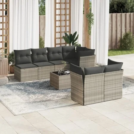 Gartensofagarnitur 8-teilig mit grauen Polstern aus synthetischem Rattan von , Gartensets - Ref: Foro24-3249141, Preis: 586,4...