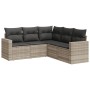 Gartensofa-Set und Kissen, 5-teilig, aus hellem grauem Kunststoff-Rattan. von , Modulare Sofas für den Außenbereich - Ref: Fo...