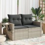 Sofá de jardín con cojines 2 plazas ratán sintético gris claro by , Outdoor sofas - Ref: Foro24-366185, Price: 169,63 €, Disc...