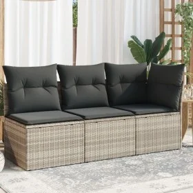 Sofá de jardín con cojines 3 plazas ratán sintético gris claro by , Outdoor sofas - Ref: Foro24-366193, Price: 200,71 €, Disc...