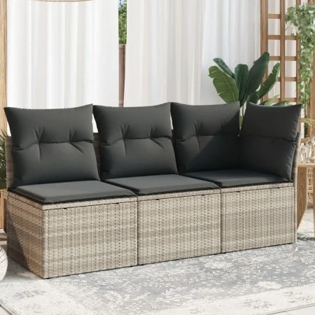 Sofá de jardín con cojines 3 plazas ratán sintético gris claro by , Outdoor sofas - Ref: Foro24-366193, Price: 200,71 €, Disc...