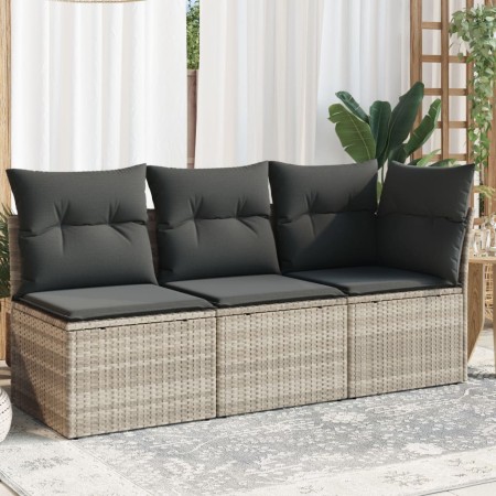 Sofá de jardín con cojines 3 plazas ratán sintético gris claro by , Outdoor sofas - Ref: Foro24-366193, Price: 203,90 €, Disc...