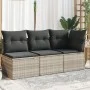 Sofá de jardín con cojines 3 plazas ratán sintético gris claro by , Outdoor sofas - Ref: Foro24-366193, Price: 200,71 €, Disc...