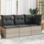Sofá de jardín con cojines 3 plazas ratán sintético gris claro by , Outdoor sofas - Ref: Foro24-366193, Price: 203,90 €, Disc...